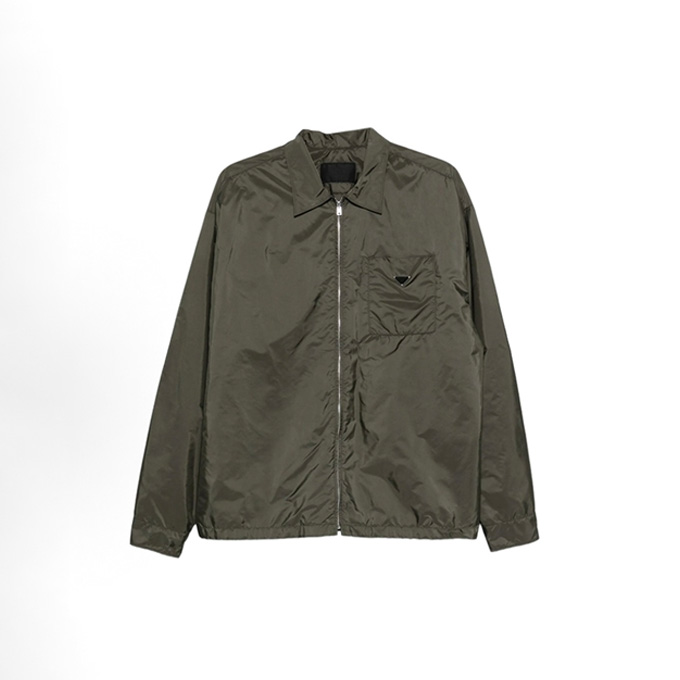 prada triangle logo point collar lightweight zip jacket
